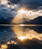  湖面日落山水风景2684#竖屏 	 