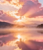  湖面日出自然风光(4)3815#竖屏 	 