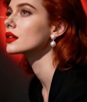  红发红唇美女特写5985#竖屏 	 