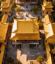  航拍中式古建筑寺庙全景5470#竖屏 	 