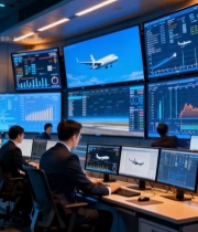  航空工作人员监控飞机数据480#竖屏 	 