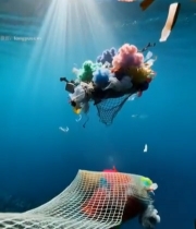  海洋中的漂浮垃圾6518#竖屏 	 