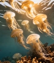  海洋水母游动素材(2)4769#竖屏 	 