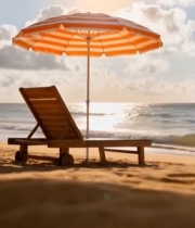  海滩遮阳伞与躺椅(1)6368#竖屏 	 