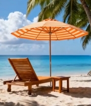  海滩遮阳伞与躺椅3427#竖屏 	 