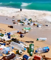  海滩上的垃圾污染场景6588#竖屏 	 