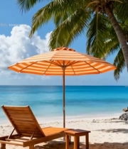  海滩躺椅遮阳伞海景1700#竖屏 	 