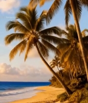  海滩边的棕榈树与海景3048#竖屏 	 