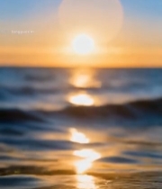  海上夕阳下漂浮的玻璃瓶3350#竖屏 	 