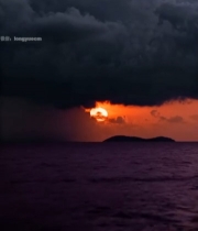  海上日落与乌云景观6918#竖屏 	 