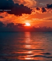  海上日落唯美自然景观153#竖屏 	 