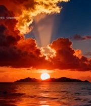  海上日落自然风光(3)1571#竖屏 	 