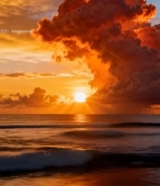  海上日落天空云彩风景素材2438#竖屏 	 