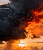  海上日落时分壮丽云层景观3491#竖屏 	 