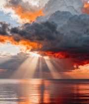  海上日出天空云彩风景1578#竖屏 	 