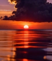  海上日落大云朵景观5467#竖屏 	 