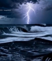  海上雷电风暴场景2766#竖屏 	 