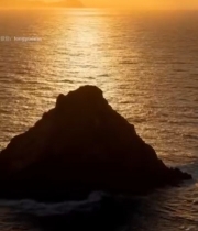  海上日落孤岛景象4564#竖屏 	 