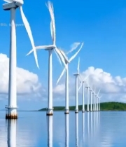  海上风力发电机组全景5479#竖屏 	 