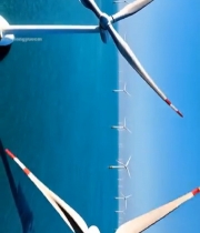  海上风力发电场俯瞰7164#竖屏 	 