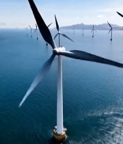  海上风力发电场全景2203#竖屏 	 