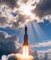  海上火箭发射升空素材125#竖屏 	 