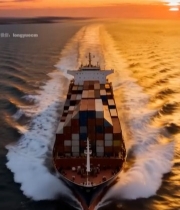  海上集装箱货轮航行画面(2)5666#竖屏 	 