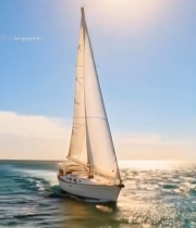  海上航行的白色帆船3673#竖屏 	 