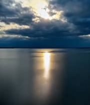  海面夕阳天空景象3458#竖屏 	 