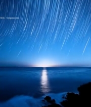  海面星轨夜空素材6821#竖屏 	 