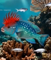  海底多彩鱼类与珊瑚景观(1)3220#竖屏 	 