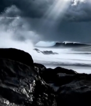  海浪拍打礁石自然景象1303#竖屏 	 