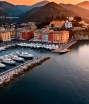  海港城市黄昏全景俯瞰1998#竖屏 	 