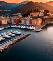  海港城市黄昏全景俯瞰1998#竖屏 	 