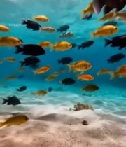  海底游动的多彩鱼群496#竖屏 	 