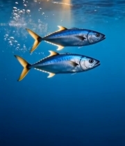  海底阳光下游动的两条鱼796#竖屏 	 