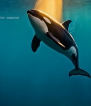  海底阳光照射下的虎鲸1960#竖屏 	 