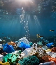  海底塑料垃圾堆积场景3561#竖屏 	 