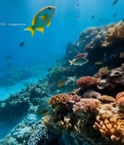  海底珊瑚礁与游动鱼群85#竖屏 	 