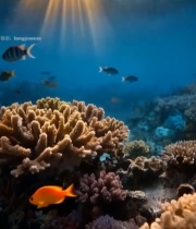  海底珊瑚与游动鱼群素材5038#竖屏 	 