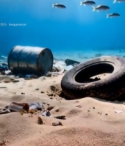  海底海洋垃圾景象6853#竖屏 	 