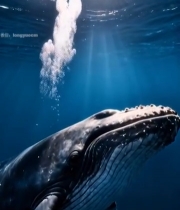  海底鲸鱼在阳光下游动画面3698#竖屏 	 