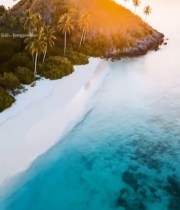  海岛沙滩椰林航拍全景5800#竖屏 	 