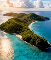  海岛自然风光航拍全景5698#竖屏 	 