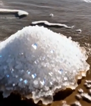  海边沙滩上的晶体特写2660#竖屏 	 