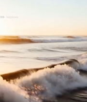  海边日落海浪实拍素材4746#竖屏 	 