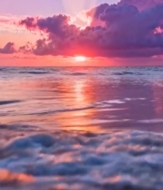  海边日落海浪全景6084#竖屏 	 