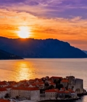  海滨小镇日落风景(1)4806#竖屏 	 