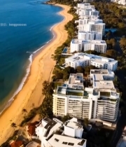  海滨城市海岸建筑俯瞰4256#竖屏 	 