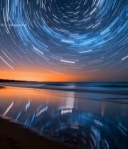  海边星轨夜空美景1908#竖屏 	 